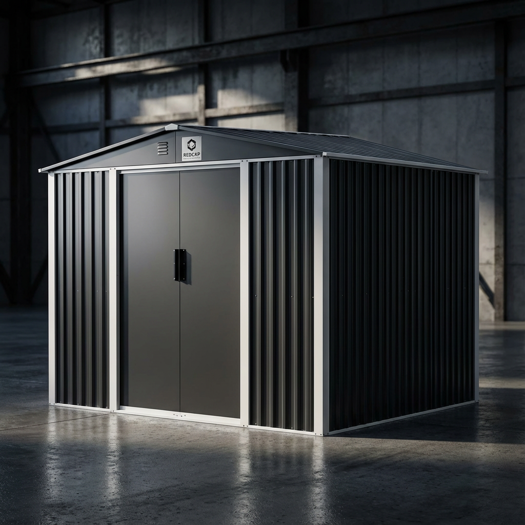 Metal Storage Shed with Galvanized Steel Roof and Dual Doors