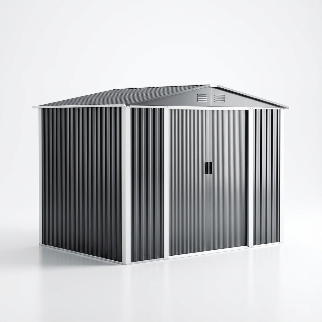 Metal Storage Shed with Galvanized Steel Roof and Dual Doors